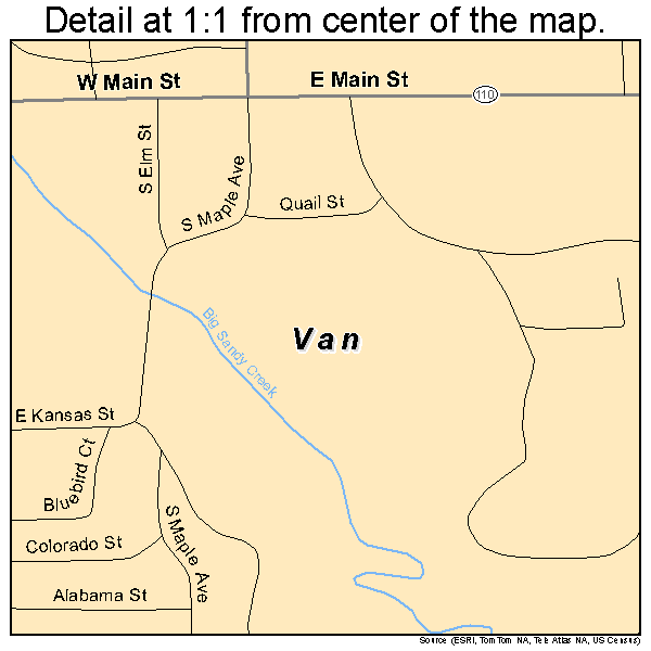 Van, Texas road map detail