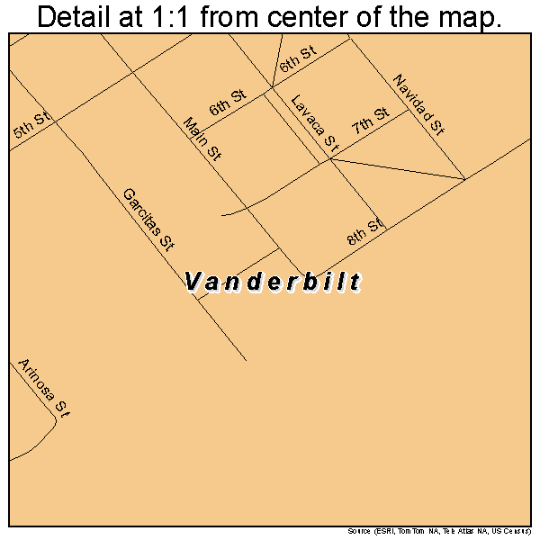 Vanderbilt, Texas road map detail