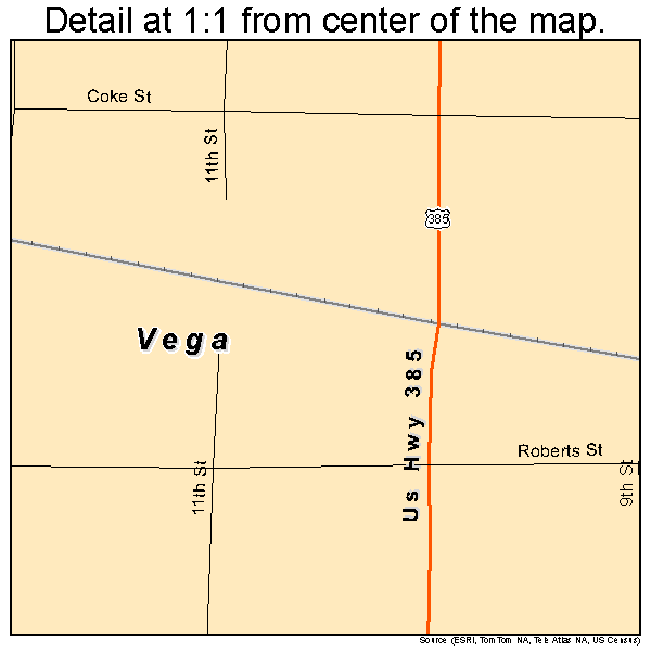 Vega, Texas road map detail