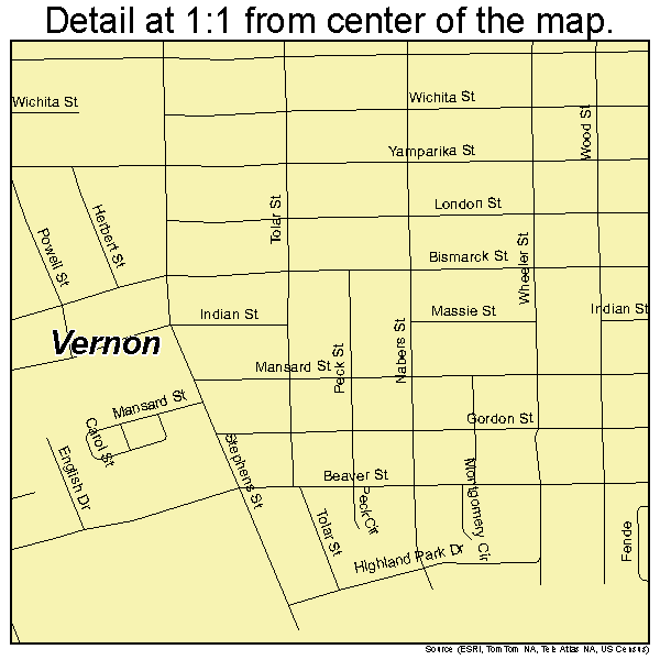 Vernon, Texas road map detail