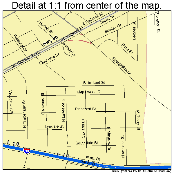 Vidor, Texas road map detail