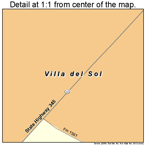 Villa del Sol, Texas road map detail