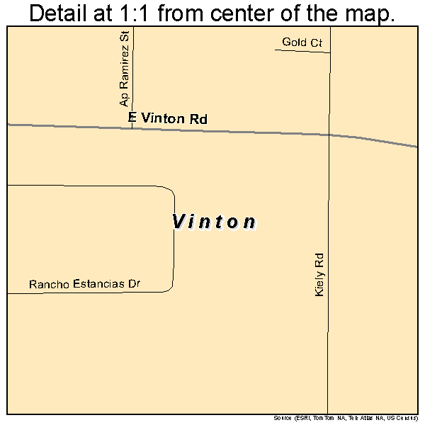 Vinton, Texas road map detail