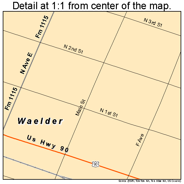 Waelder, Texas road map detail