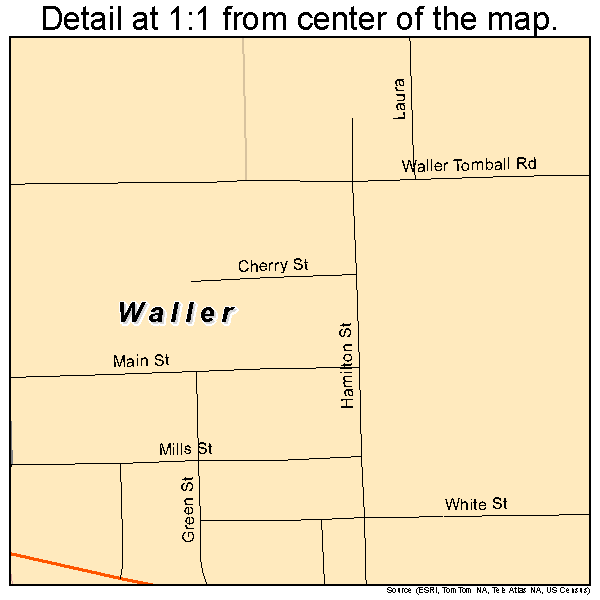 Waller, Texas road map detail