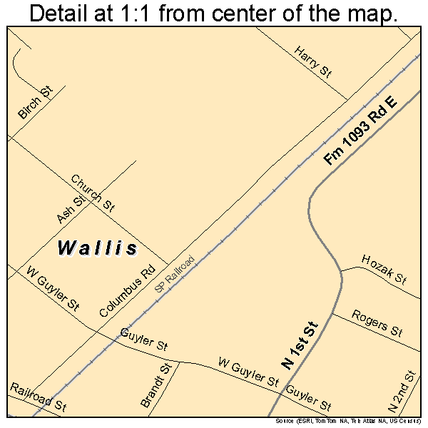 Wallis, Texas road map detail