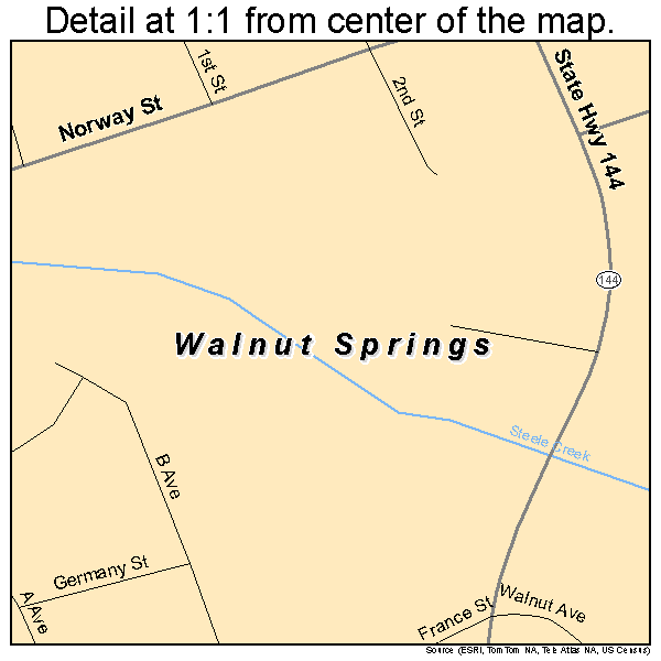 Walnut Springs, Texas road map detail