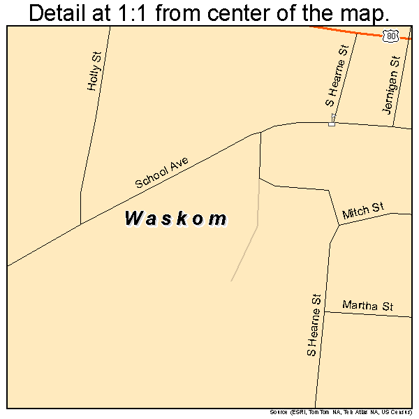 Waskom, Texas road map detail