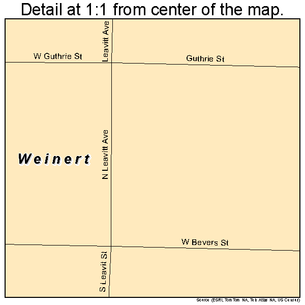 Weinert, Texas road map detail