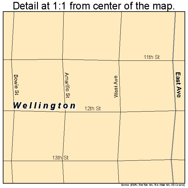 Wellington, Texas road map detail
