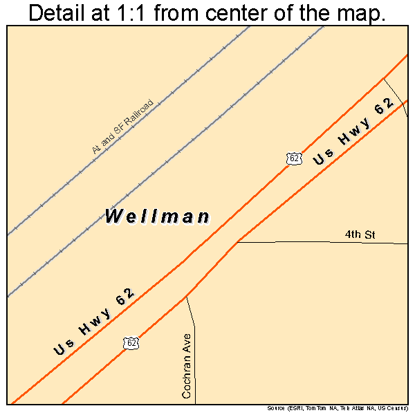 Wellman, Texas road map detail