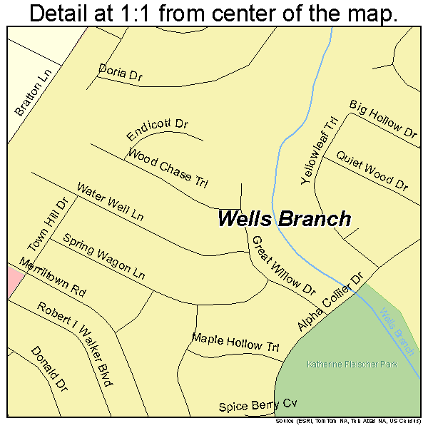 Wells Branch, Texas road map detail
