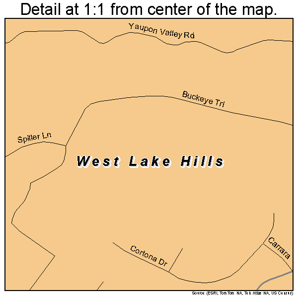 West Lake Hills, Texas road map detail