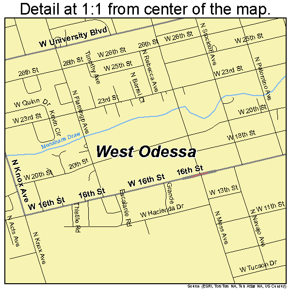 West Odessa, Texas road map detail