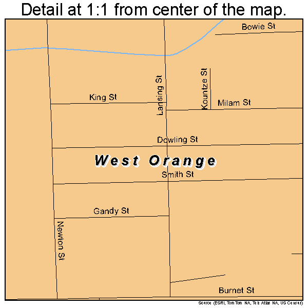 West Orange, Texas road map detail