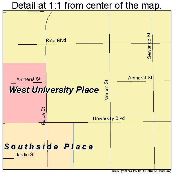 West University Place, Texas road map detail