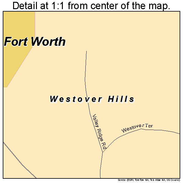 Westover Hills, Texas road map detail