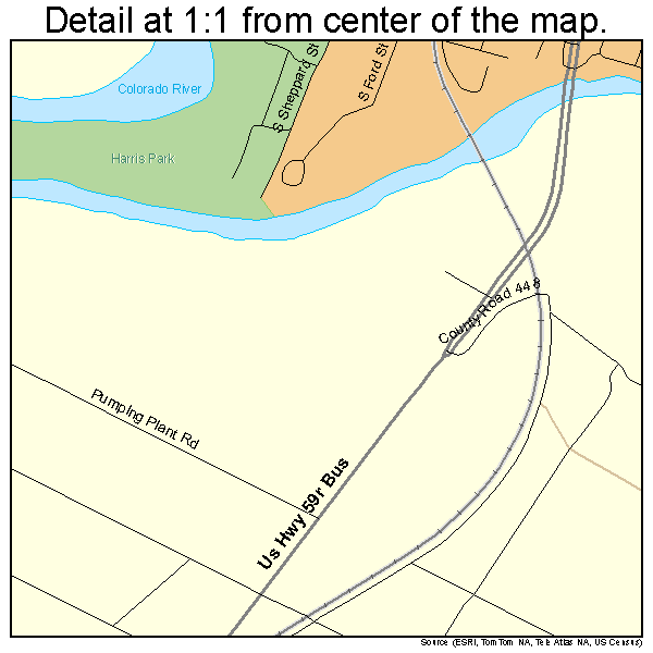 Wharton, Texas road map detail