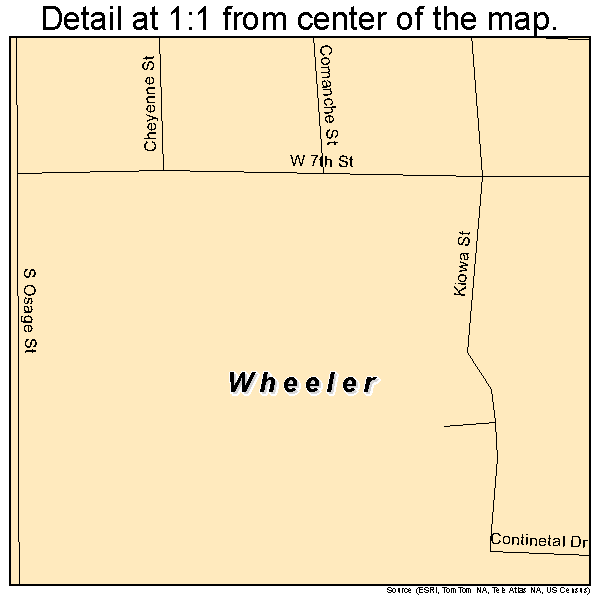 Wheeler, Texas road map detail