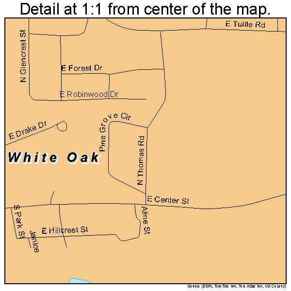 White Oak, Texas road map detail