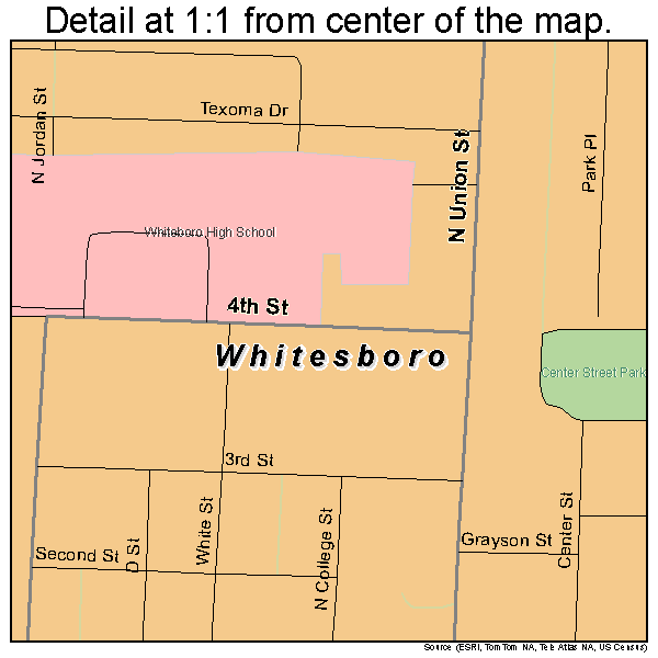 Whitesboro, Texas road map detail