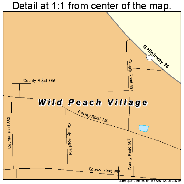 Wild Peach Village, Texas road map detail