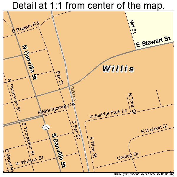 Willis, Texas road map detail