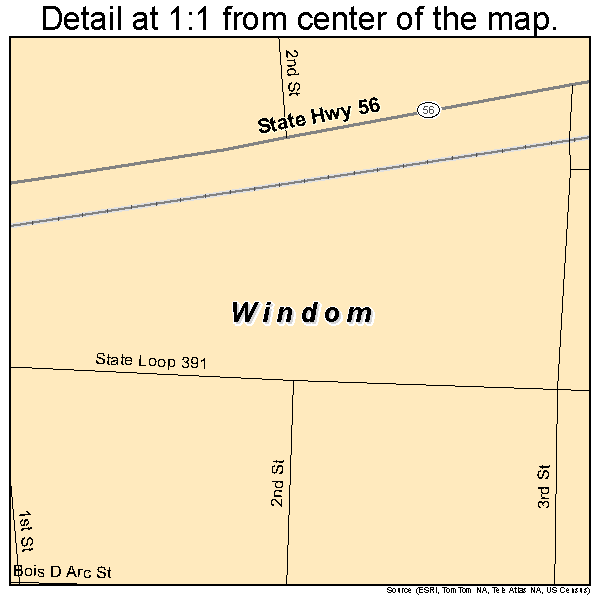 Windom, Texas road map detail