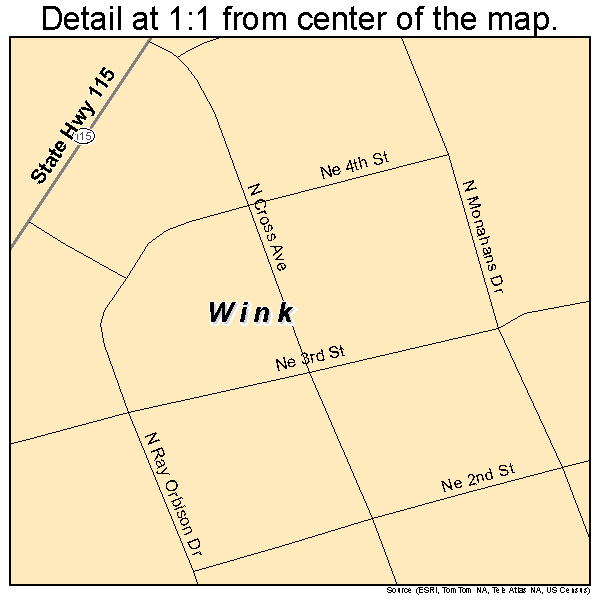 Wink, Texas road map detail