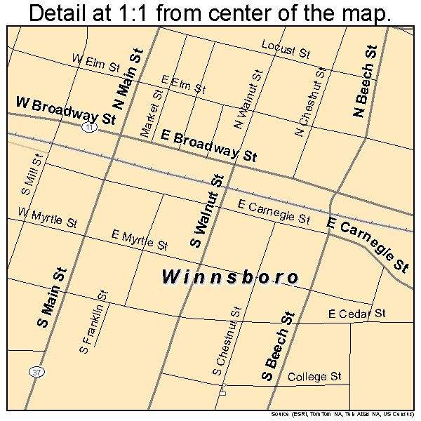 Winnsboro, Texas road map detail