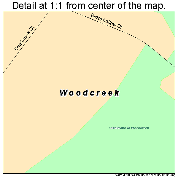Woodcreek, Texas road map detail
