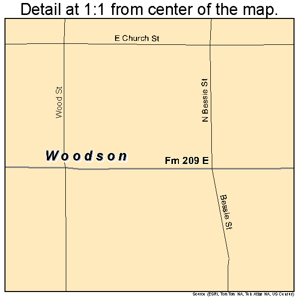 Woodson, Texas road map detail