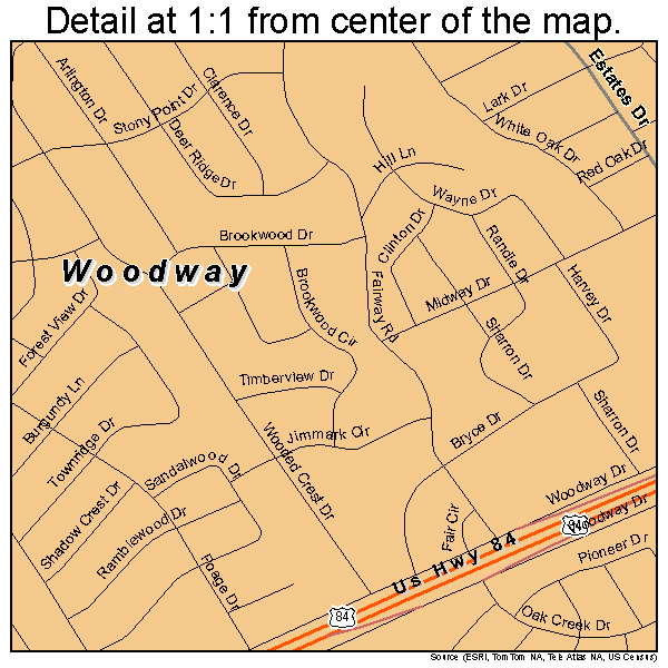 Woodway, Texas road map detail