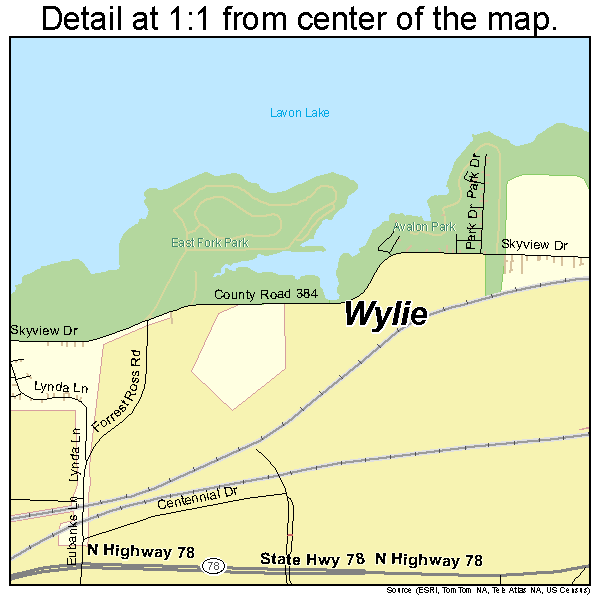 Wylie, Texas road map detail