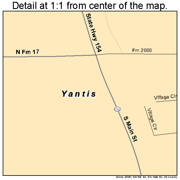 Yantis, Texas road map detail