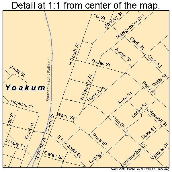 Yoakum, Texas road map detail