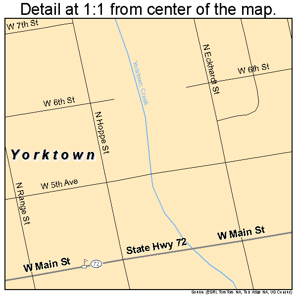 Yorktown, Texas road map detail