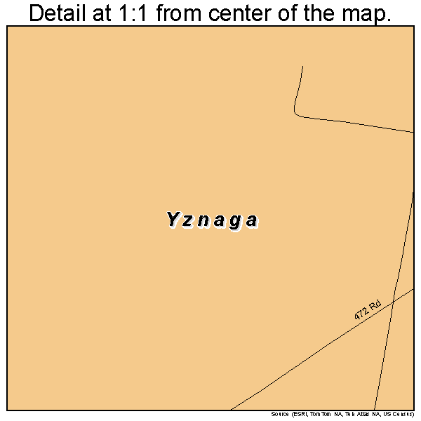 Yznaga, Texas road map detail