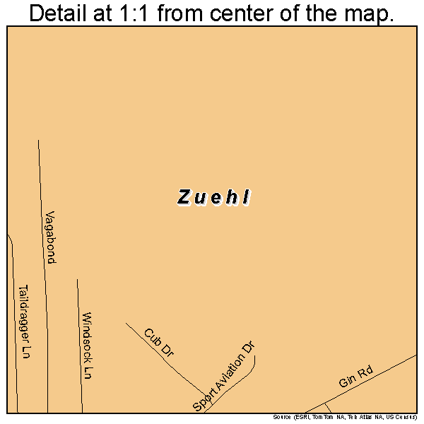 Zuehl, Texas road map detail