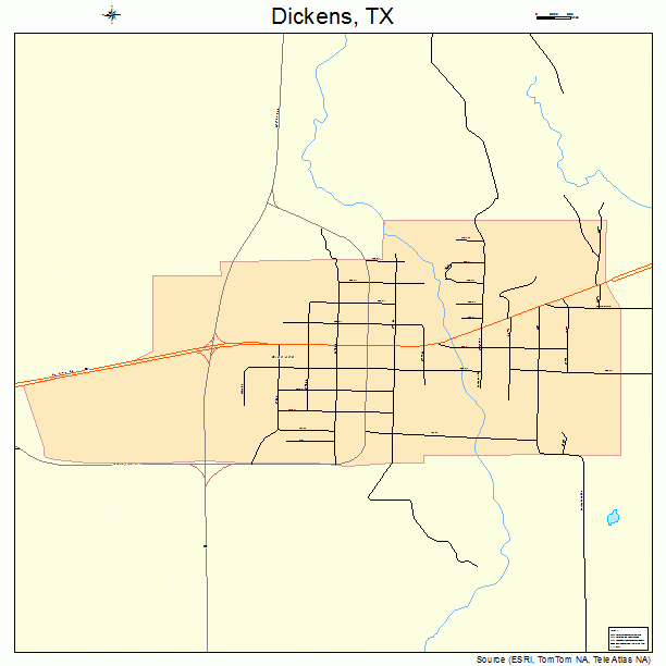 Dickens, TX street map