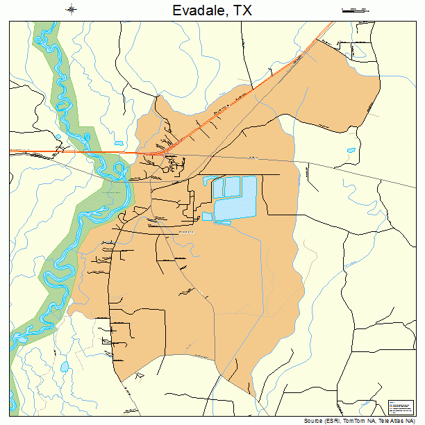 Evadale, TX street map