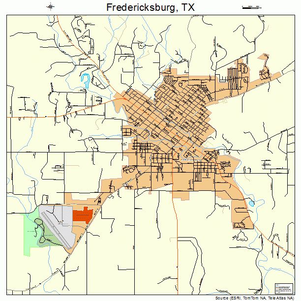 Fredericksburg, TX street map