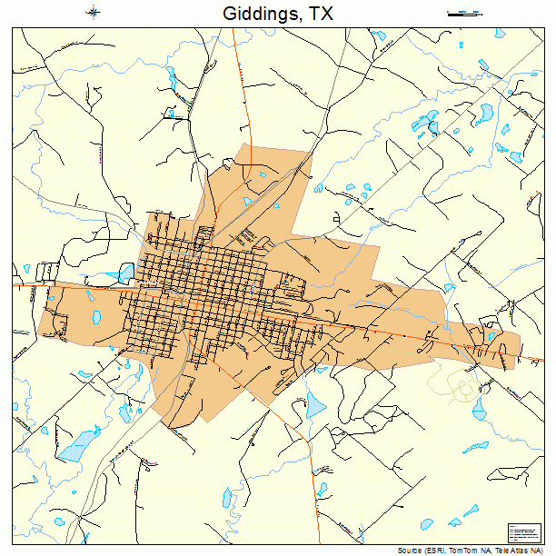 Giddings, TX street map