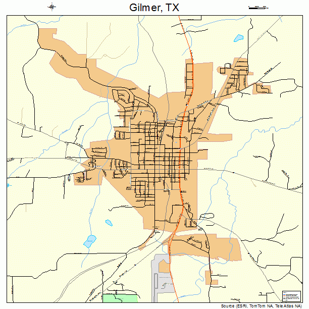 Gilmer, TX street map