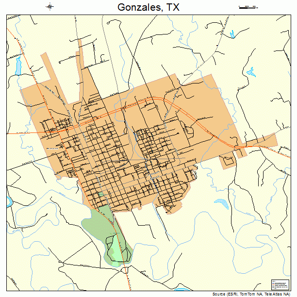 Gonzales, TX street map