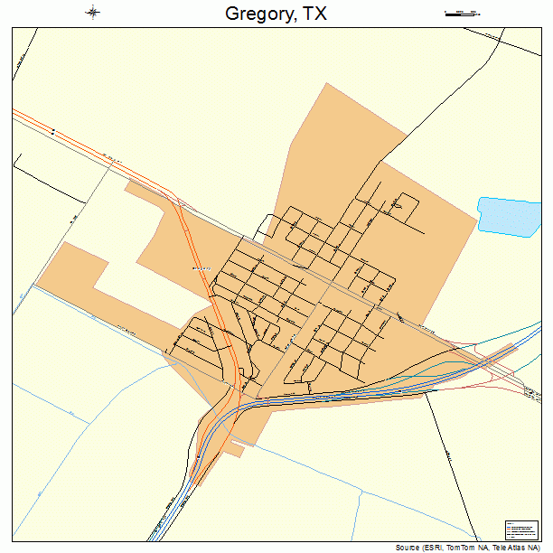 Gregory, TX street map