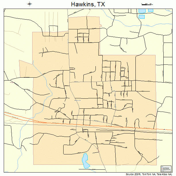 Hawkins, TX street map