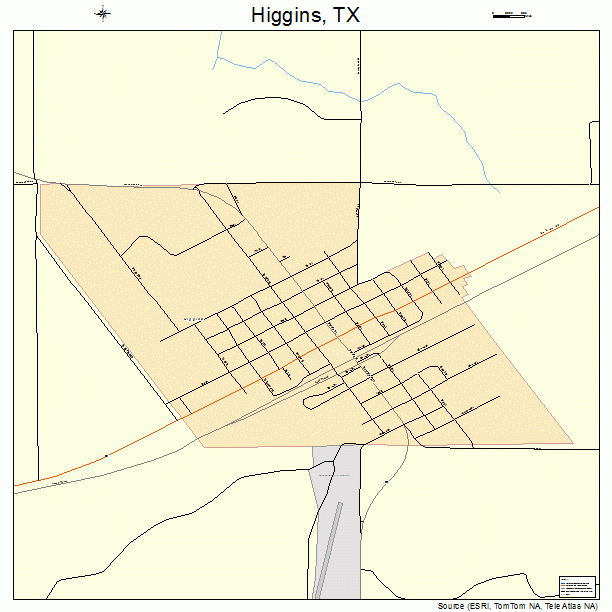 Higgins, TX street map