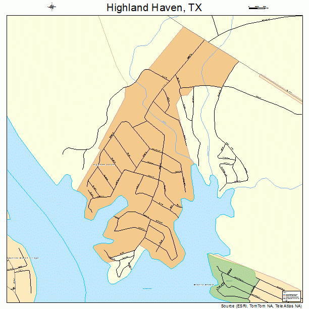 Highland Haven, TX street map