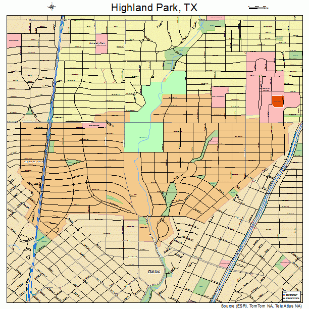 Highland Park, TX street map